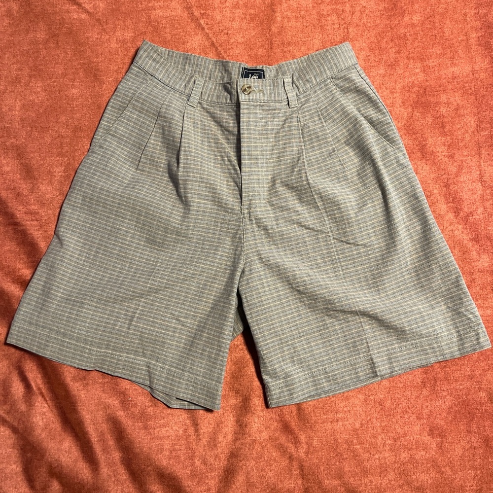 Vintage 90s Tan/Blue/Cream Plaid Shorts